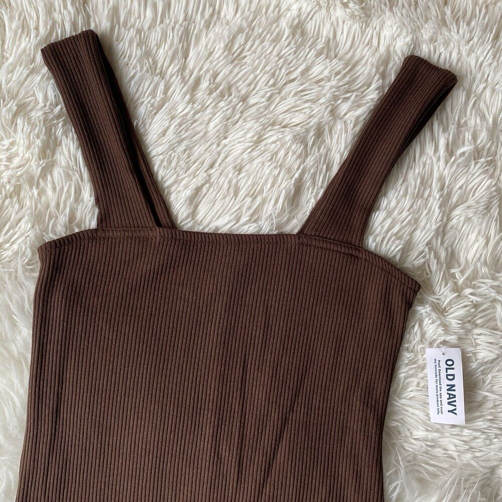 Old Navy Ribbed Midi Dress in Brown, Size Petite XS - Picture 3 of 9